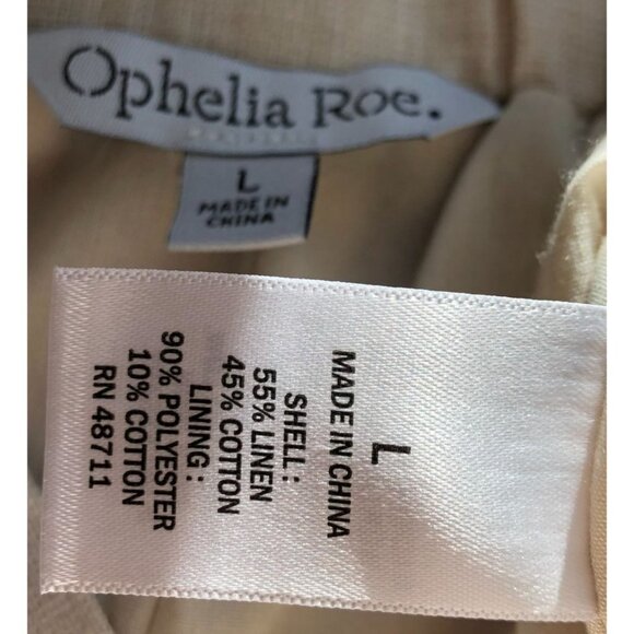 Ophelia Roe Linen Shorts Women Large Beige Paper Bag Waist Belt Lined NWT - Picture 3 of 6